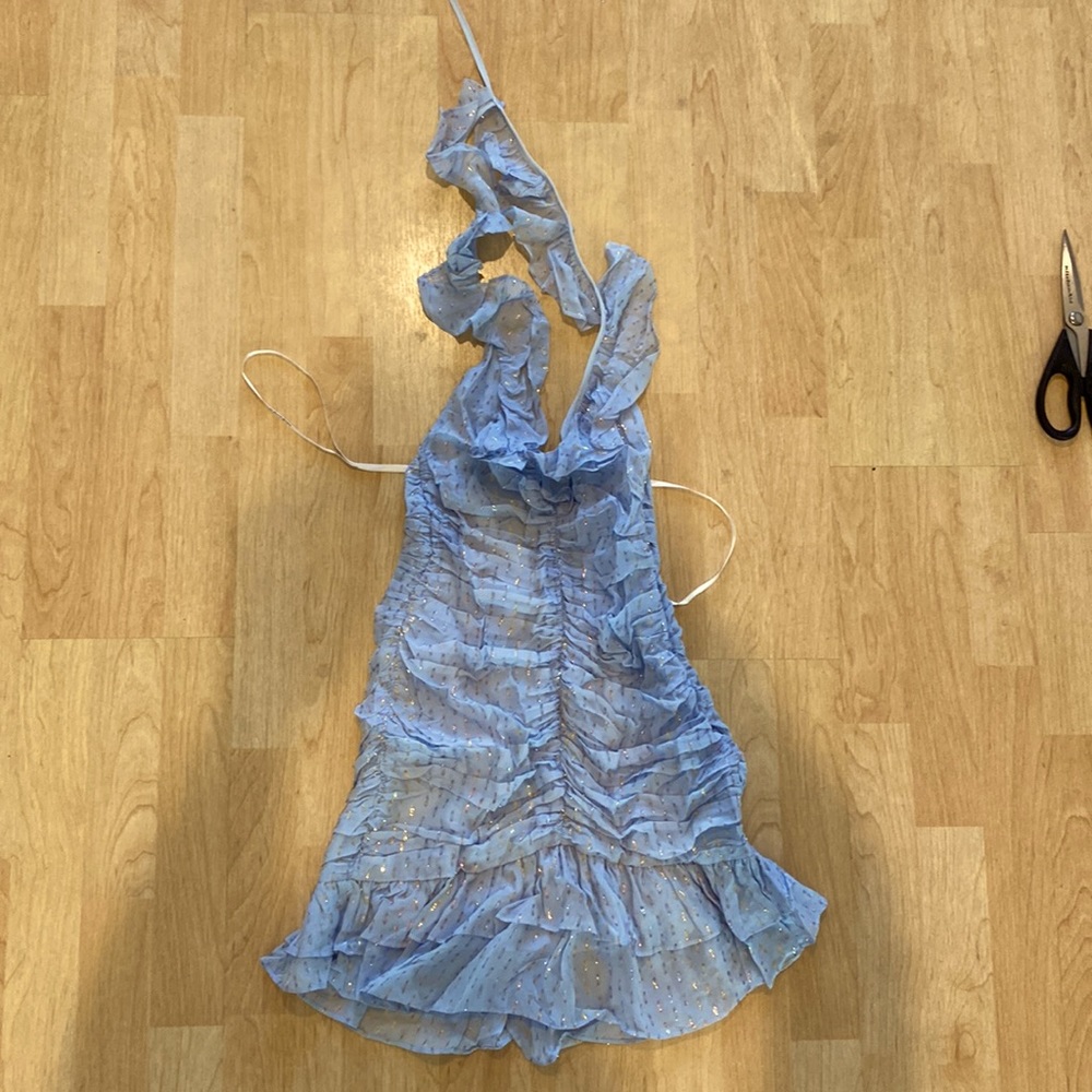 Halter For Love and Lemons light blue mini dress